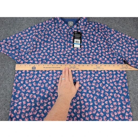 Callaway Mens XL Opti-Dri Golf Polo Galaxy Blue Pink Crab Print UPF 50 NWT - Picture 6 of 8